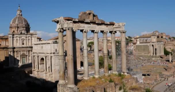 Saturntempel Und Septimius Severus Bogen Forum Romanum Rom Italien — Stockvideo