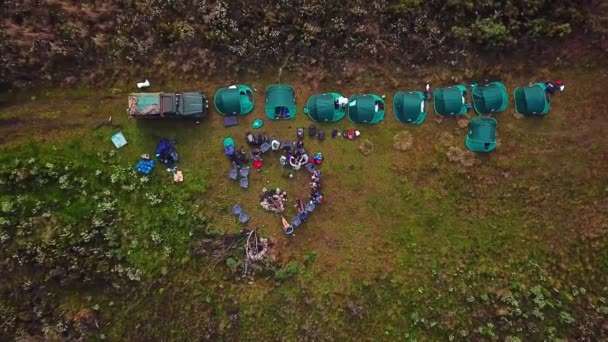 Vue Aérienne Des Campeurs Pendant Randonnée Mont Elgon Kenya Afrique — Video