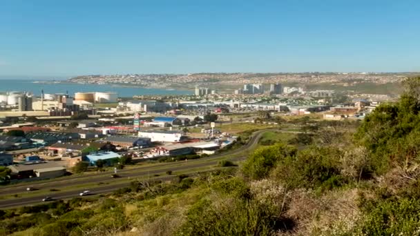 Cidade Portuária Mossel Bay Vista Panorâmica Área Industrial Chamada Voorbaai — Vídeo de Stock