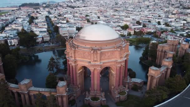 Orbit Shot Fine Arts Palace Design Arquitetônico Único San Francisco — Vídeo de Stock