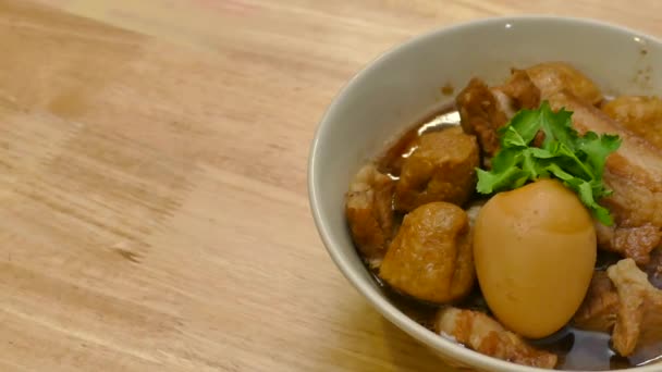 Kokt Ägg Sockergryn Soppa Kai Loh Thai Dish Kokt Ägg — Stockvideo