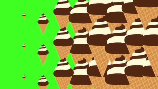 스크린 아이스 아이스크림 스크린을 사라지고 있습니다 크로마 애니메이션 배경에 아이스크림 — 비디오