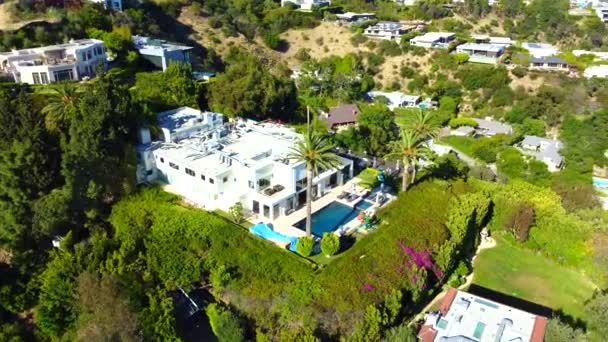 Hollywood Hills Los Angeles Havadan Lüks Varlıklı Bir Malikane Zenginlik — Stok video