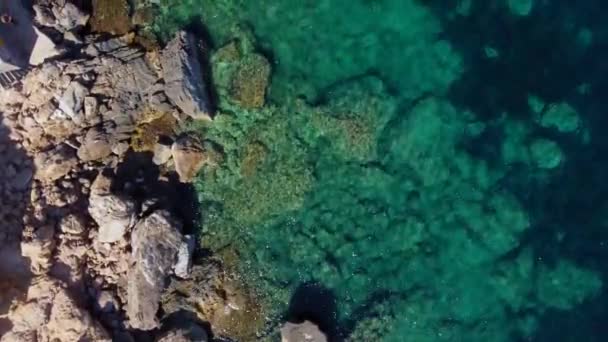 Zümrüt Yeşili Berrak Kırmızı Taşlar Körfez Güzel Resif Uçurumun Kenarındaki — Stok video