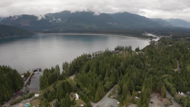 Drone Shot Stáhněte Odhalte Město Port Renfrew Britská Kolumbie — Stock video