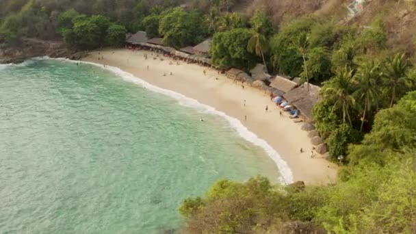 Fios Aéreos Laterais Mostrando Bela Playa Carrizalillo Puerto Escondido México — Vídeo de Stock
