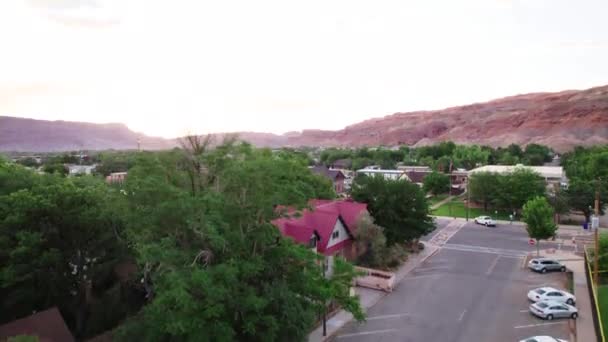 Lyft Antenn Skott Moab Morgonen Usa — Stockvideo