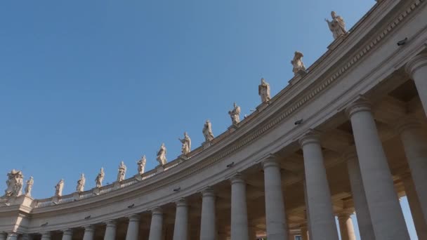 Estátuas Colunata Praça São Pedro Cidade Vaticano — Vídeo de Stock