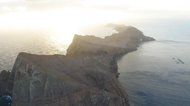 Foto Aérea Sobre Las Islas Sao Lourenco Madeira Atardecer — Vídeos de Stock