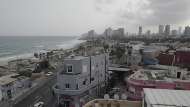 Gentle Aerial Sunrise View Tel Aviv Beaches Road Log — Stock Video