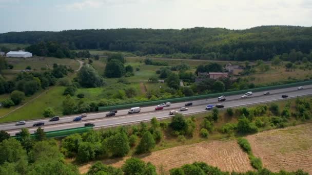 Snelweginfrastructuur Polen Buurt Van Gdynia Zicht Het Verkeer Vanuit Lucht — Stockvideo