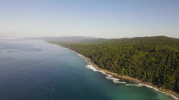 哥斯达黎加 奥萨半岛南太平洋海岸线的空中景观 — 图库视频影像