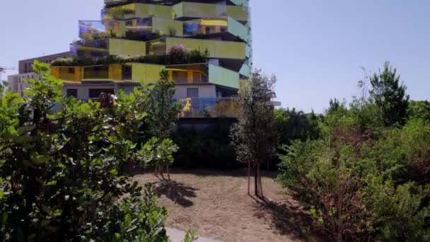 Architektonisch Modernes Französisches Wohnhaus Den Grünen Bäumen Von Montpellier — Stockvideo