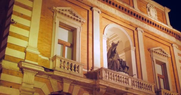 Bela Imagem Basculante Famoso Histórico Palazzo Del Ridotto Noite Com — Vídeo de Stock