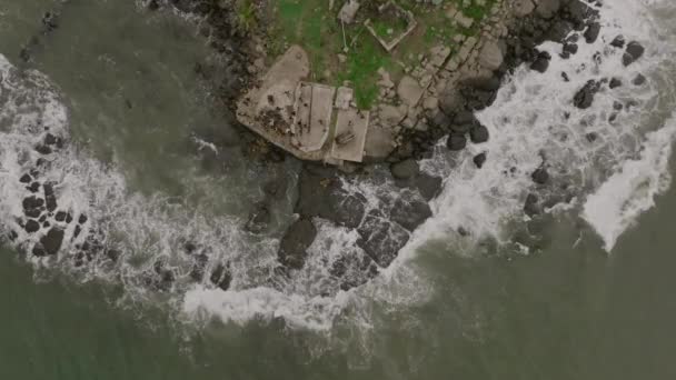 Imagens Aéreas Câmera Lenta Cima Para Baixo Das Ondas Oceano — Vídeo de Stock