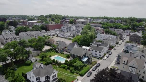 Aerial View Residential Area Townscape Sunny Plymouth Usa — Stock Video