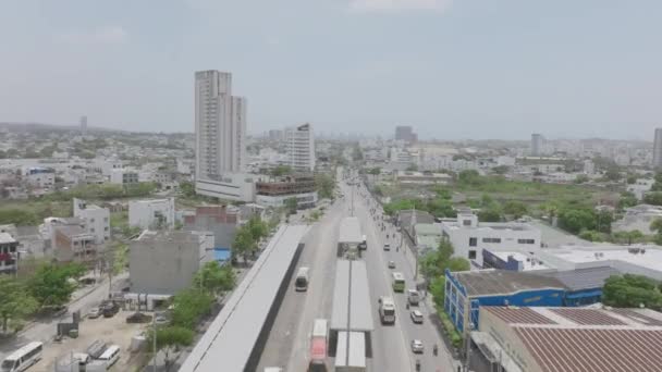 Große Luftüberführung Belebter Straßen Cartagena Kolumbien — Stockvideo