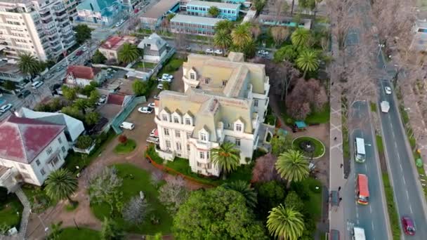 Aérea Orbitando Sobre Palacio Carrasco Del Mar Antiguo Edificio Del — Vídeo de stock