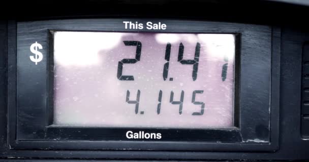 Gas Station Pump Prices High Five Dollars Gallon Regular Starting — Stock Video