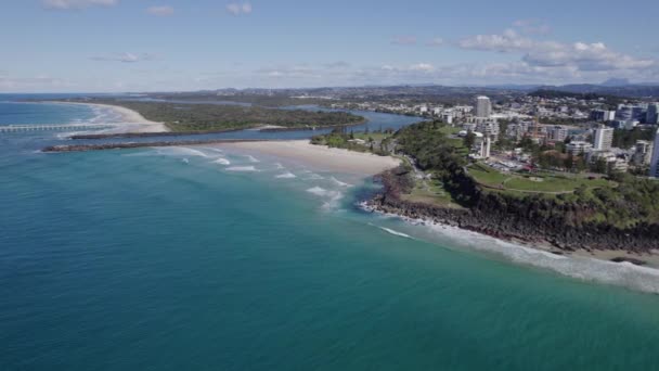 Duranbah Beach Norte Tweed Entre Punto Peligro Tweed River Entrada — Vídeo de stock