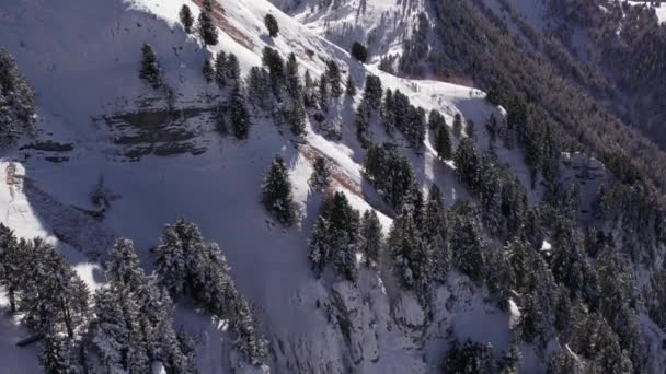 Dolomieten Alpine Bergketen Tijdens Witte Winter Spectaculair Landschap — Stockvideo