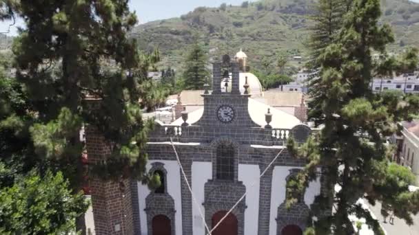 Dolly Aérea Hacia Cara Del Reloj Basílica Nuestra Señora Del — Vídeos de Stock