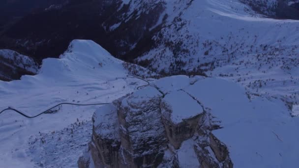 Puesta Sol Dolomitas Italia Durante Temporada Invierno Cordillera Escénica — Vídeos de Stock