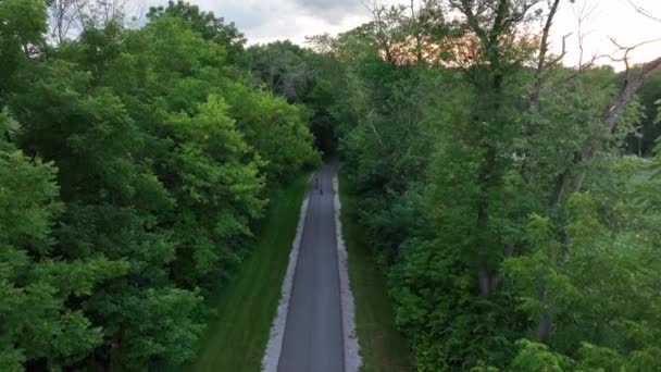 Verharde Weg Bij Zonsondergang Landelijk Wandelen Fietsen Wandelen Hardlopen Outdoor — Stockvideo