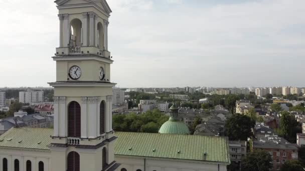 Letecký Záznam Krásného Katolického Evropského Kostela Varšavě — Stock video