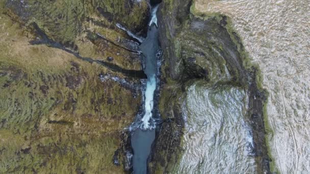 Fjadrargljufur Kaňon Letecké Záběry Islandu Začátku Zimy — Stock video