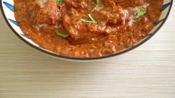 Kurczak Tikka Masala Pikantne Curry Mięso Jedzenie Indyjski Styl Żywności — Wideo stockowe