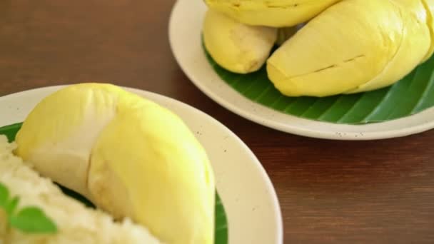 Durian Con Riso Appiccicoso Scorza Durian Dolce Con Fagiolo Giallo — Video Stock