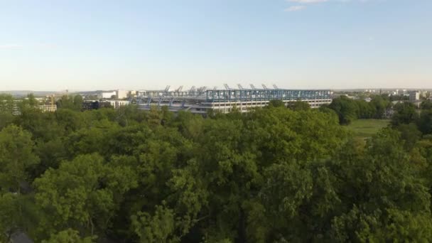 Aerial Piedestal Avslöjar Henryk Reyman Stadium Hem Till Wisla Krakow — Stockvideo