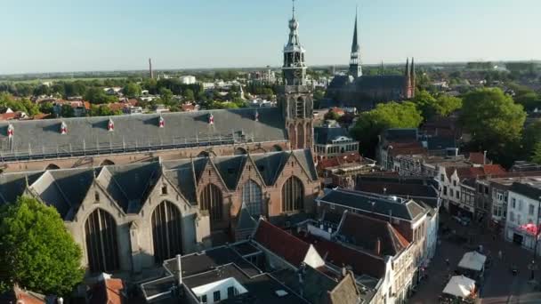 Sint Jan Church Gouwekerk Church Downtown Gouda Paesi Bassi Ripresa — Video Stock