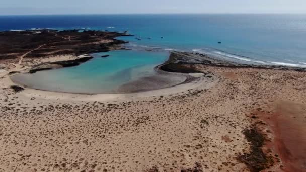 Vue Aérienne Orbite Plage Concha Sur Île Lobos Plage Turquoise — Video