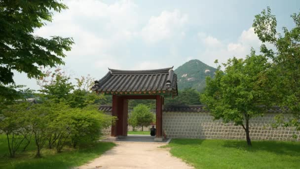 Entrada Tradicional Coreana Palacio Gyeongbok Palacio Gyeongbokgung Principal Palacio Real — Vídeos de Stock