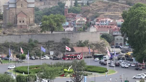 Veduta Della Piazza Europea Nel Centro Tbilisi — Video Stock