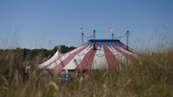 Carnaval Carpa Circo Gran Parte Superior Playa Través Las Cañas — Vídeo de stock