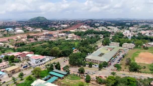 Ariel Strzał Dzielnicy Abuja Budynki Przemysłowe — Wideo stockowe
