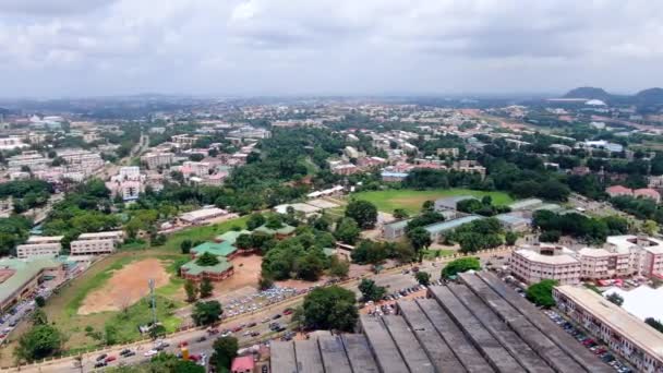 Vista Panorámica Ariel Ciudad Abuja Nigeria Barrio Residencial — Vídeos de Stock