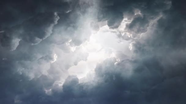 Vista Nubes Tormenta Eléctrica Con Relámpago — Vídeos de Stock