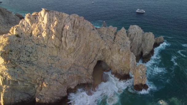 Piratgrotta Strand Och Solnedgång Berömda Cab San Lucas Cliffs — Stockvideo