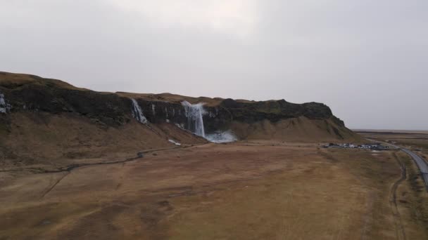 Vue Aérienne Seljlandsfoss Islande Grande Vue Montrant Parking — Video