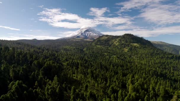 Drohnenaufnahme Der Majestät Des Popokatepetl Vulkans Während Einer Fumarole Ausatmung — Stockvideo