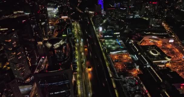 Mexico City Aerial V66 Drone Flyover Autópálya Marquesa Éjszakai Forgalom — Stock videók