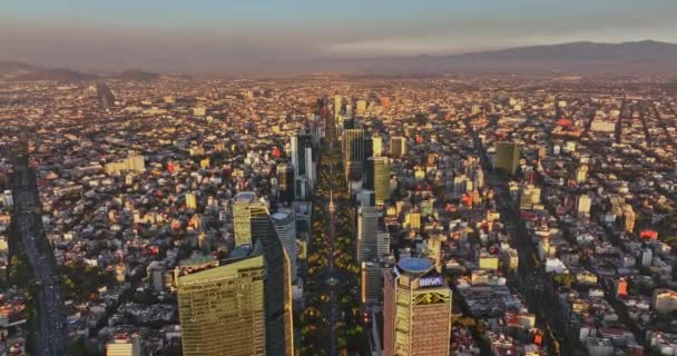 Ciudad México Vuelo Aéreo V27 Avión Tripulado Por Encima Avenida — Vídeos de Stock