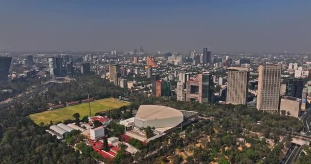 Mexico City Aerial V82 Panoramic Panning Shot National Auditorium Campo — Videoclip de stoc
