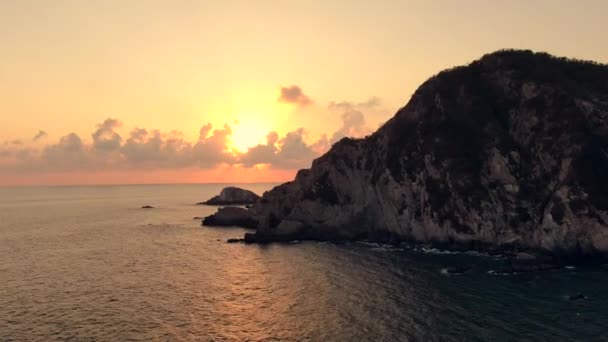 Zonsondergang Hemel Bij Maruata Beach Michoacan Mexico Luchtfoto Drone — Stockvideo