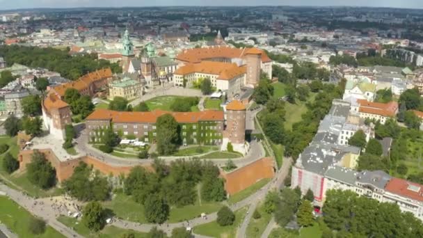 Blick Aus Der Vogelperspektive Auf Die Burg Und Festung Wawel — Stockvideo