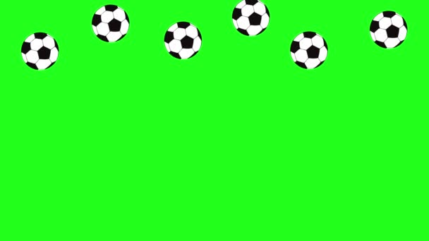 Balles Football Tombant Travers Écran Vert Animation Football Avec Des — Video
